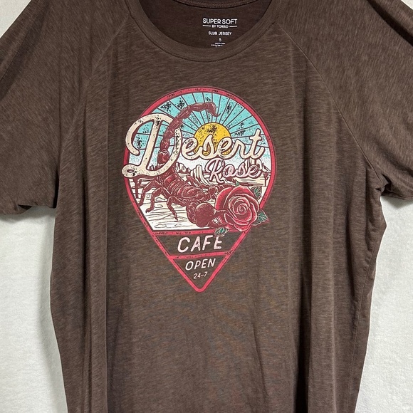 Torrid Desert Rose Cafe Graphic T-Shirt Brown Slub Jersey Size 5 Super Soft - Picture 1 of 8